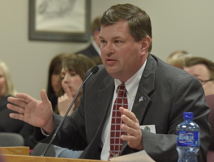 Jason Grellner with the Missouri, and National, Narcotics Officers' Association testifies against medical marijuana legislation.  (photo; Tim Bommel, Missouri House Communications)